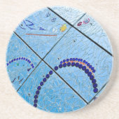 Dessous De Verre En Grès Mosaïque de miroir bleu Abstrait (Devant)