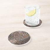 Dessous De Verre En Grès Mosaïque marocaine marron brique bleue design géom (Côté)