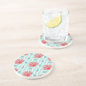 Dessous De Verre En Grès Motif 1 de corail rouge (Côté)