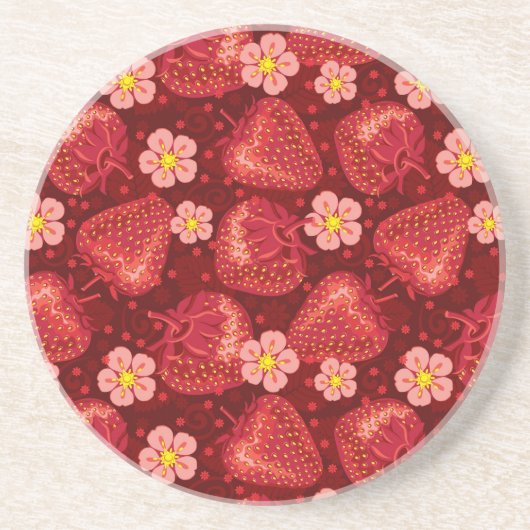 Dessous De Verre En Grès Motif 2 2 de fraise (Devant)