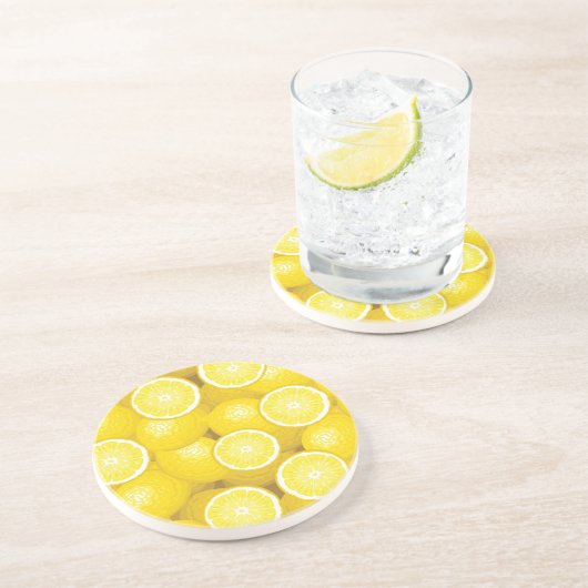 Dessous De Verre En Grès Motif 2 de citron (Côté)