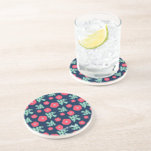 Dessous De Verre En Grès motif_7_camélia et oiseau_1 grès