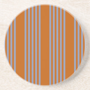 Dessous De Verre En Grès Motif à cinq bandes bleu-gris et orange brûlé