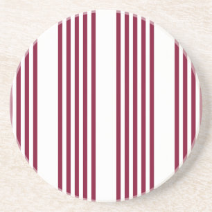 Dessous De Verre En Grès Motif à cinq bandes rouge et blanc bordeaux