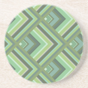 Dessous De Verre En Grès Motif à échelle à rayures vert olive