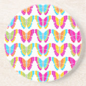 Dessous De Verre En Grès Motif à papillon arc-en-ciel mignon (Devant)