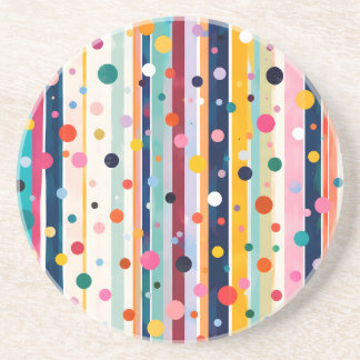 Dessous De Verre En Grès Motif à pois et rayures Color Pop