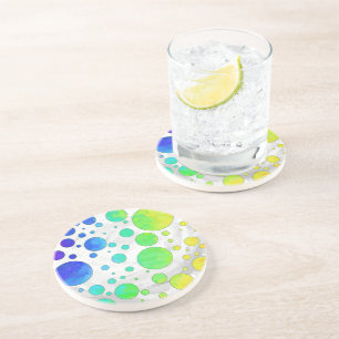 Dessous De Verre En Grès Motif à pois givrés arc-en-ciel
