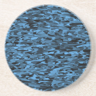 Dessous De Verre En Grès Motif Abstrait Bleu Noir