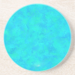Dessous De Verre En Grès Motif Abstrait Bleu Turquoise