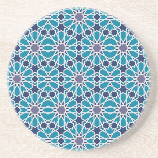 Dessous De Verre En Grès Motif Abstrait En Bleu Et Gris (Devant)