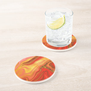 Dessous De Verre En Grès motif abstrait marbré