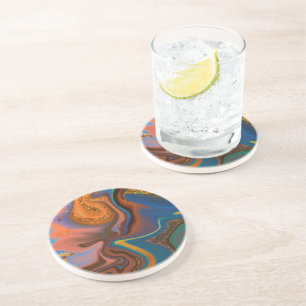 Dessous De Verre En Grès motif abstrait marbré