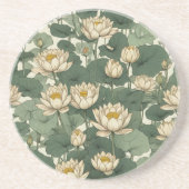 Dessous De Verre En Grès Motif américain de fleurs de Lotus (Devant)