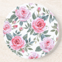 Motif aquarelle cottagecore à fleurs de rose rose