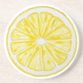 Dessous De Verre En Grès Motif aquarelle de tranches de citron (Devant)