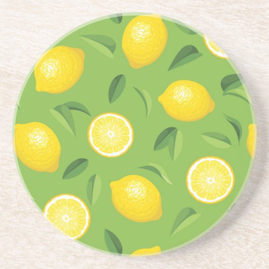 Dessous De Verre En Grès Motif Arrière - plan aux citrons (Devant)