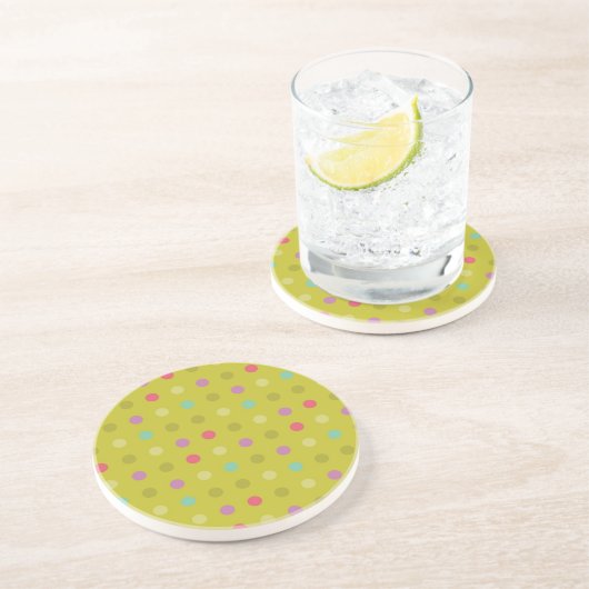 Dessous De Verre En Grès motif arrière - plan de Polka-dot (Côté)