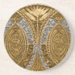 Dessous De Verre En Grès Motif Art Déco Argent et Or