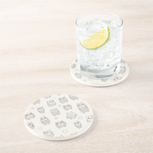 Dessous De Verre En Grès Motif avec des hiboux (Côté)