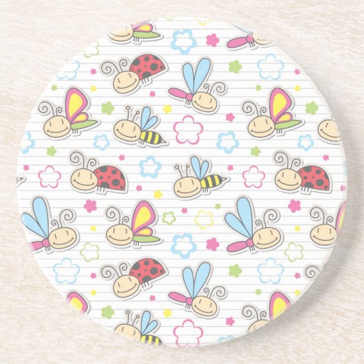 Dessous De Verre En Grès motif avec des insectes (Devant)