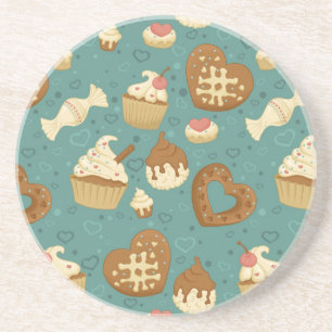 Dessous De Verre En Grès Motif avec des petits gâteaux et des sucreries