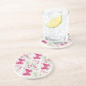 Dessous De Verre En Grès Motif blanc floral (Côté)