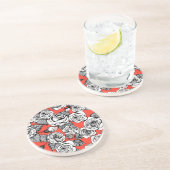 Dessous De Verre En Grès Motif blanc roses (Côté)