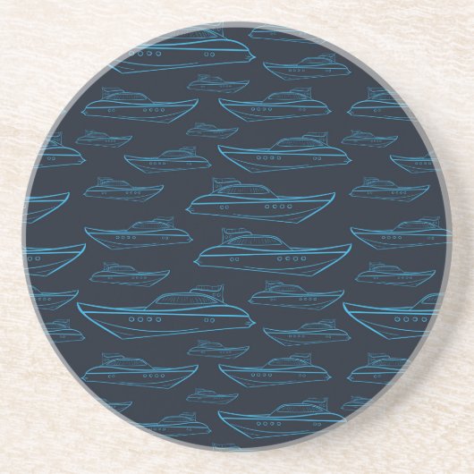 Dessous De Verre En Grès Motif bleu de yacht (Devant)