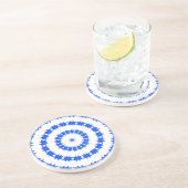 Dessous De Verre En Grès Motif bleu et blanc de cercle (Côté)
