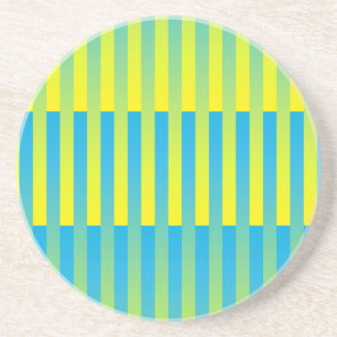 Dessous De Verre En Grès Motif bleu jaune vert rayé
