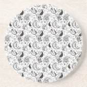 Dessous De Verre En Grès Motif cachemire noir et blanc – Élégante œuvre d'a (Devant)