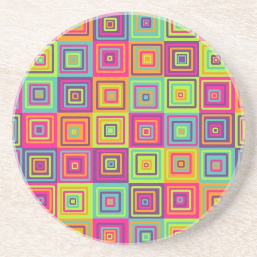 Dessous De Verre En Grès Motif Carrés (Devant)