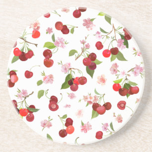 Dessous De Verre En Grès Motif Cerise 1