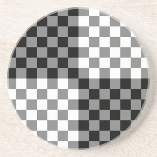 DESSOUS DE VERRE EN GRÈS MOTIF CHECKERBOARD