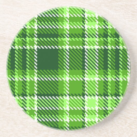 Dessous De Verre En Grès Motif Checkered de couleur verte (Devant)