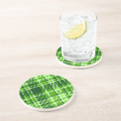 Dessous De Verre En Grès Motif Checkered de couleur verte (Côté)