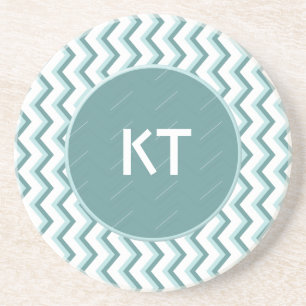 Dessous De Verre En Grès Motif Chevron ZigZag dans Mint Green