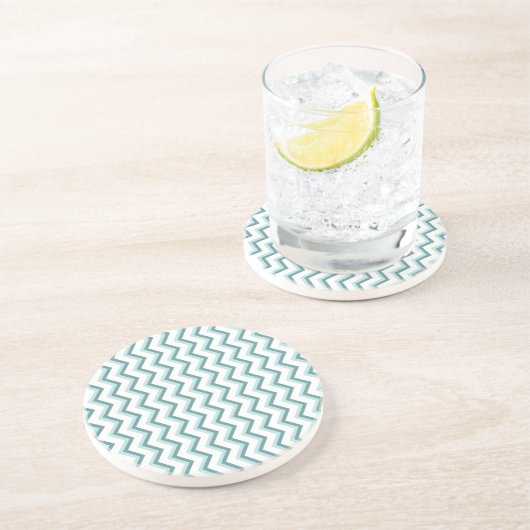 Dessous De Verre En Grès Motif Chevron ZigZag dans Mint Green (Côté)