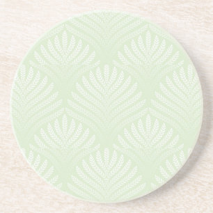Dessous De Verre En Grès Motif classique de feuillage dans le blanc et le