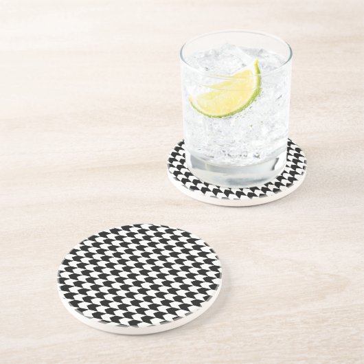 Dessous De Verre En Grès Motif classique noir en houndstooth (Côté)