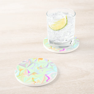 Dessous De Verre En Grès Motif coloré faux hologramme abstrait