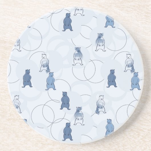 Dessous De Verre En Grès motif comportant un ours gris (Devant)
