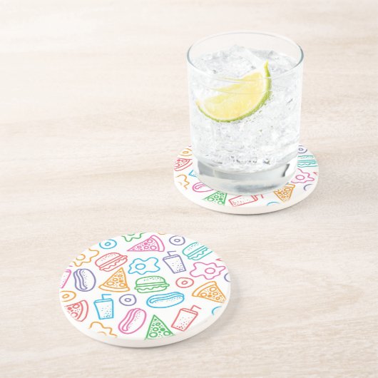 Dessous De Verre En Grès Motif d'aliments de préparation rapide (Côté)