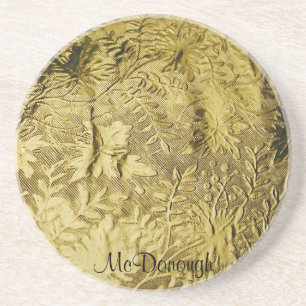 Dessous De Verre En Grès Motif d'aluminium de feuille d'or