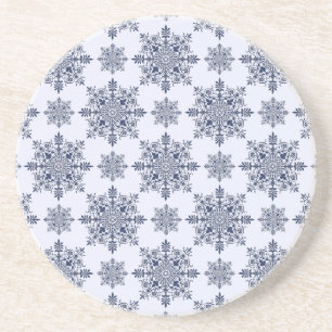 Dessous De Verre En Grès Motif Damas de flocon bleu