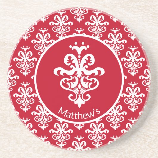 Dessous De Verre En Grès Motif Damas Ornat (Devant)