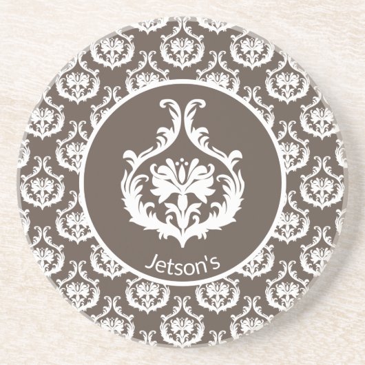 Dessous De Verre En Grès Motif Damas Ornat (Devant)
