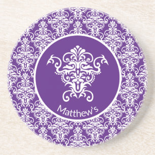 Dessous De Verre En Grès Motif Damas Ornat