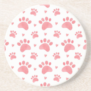 Dessous De Verre En Grès Motif d'aquarelle Cat Paws